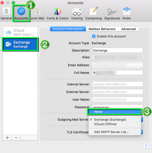 configure apple mail for office 365 on osx